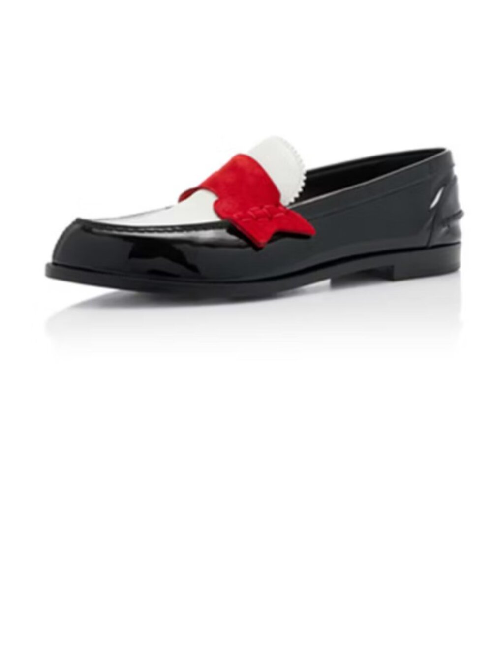 FSJ Black and White Patent Leather Closed Toe Flat Loafer Shoes for Women